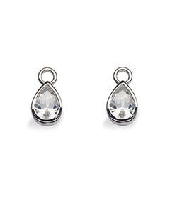 Pair of earring hangers "DROP", model 1162-03 from Spinning Jewelry, featuring sterling silver with cubic zirconias.