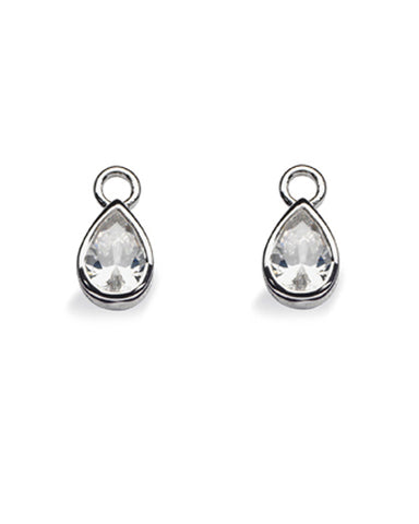 Pair of earring hangers "DROP", model 1162-03 from Spinning Jewelry, featuring sterling silver with cubic zirconias.