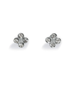 Pair of studs "FLASH" from Spinning Jewelry, featuring sterling silver with cubic zirconias.