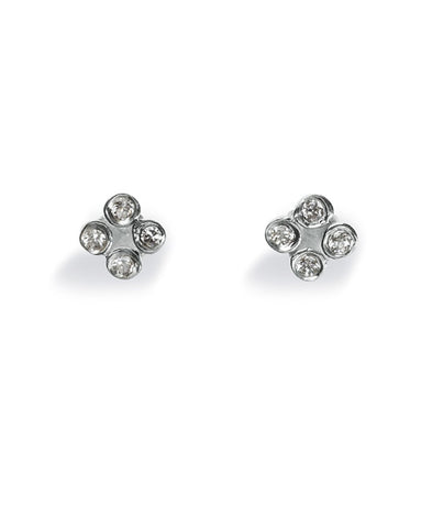 Pair of studs "FLASH" from Spinning Jewelry, featuring sterling silver with cubic zirconias.