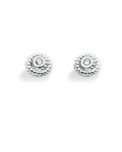 Pair of studs "FOSSIL" from Spinning Jewelry, featuring sterling silver with cubic zirconias.
