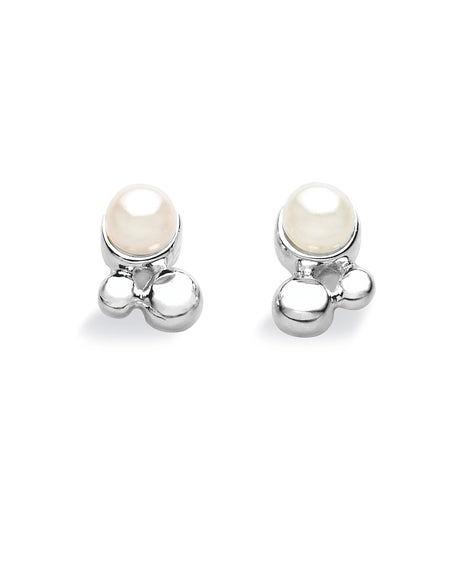 Pair of studs "BALLET" from Spinning Jewelry, featuring sterling silver with freshwater pearls.