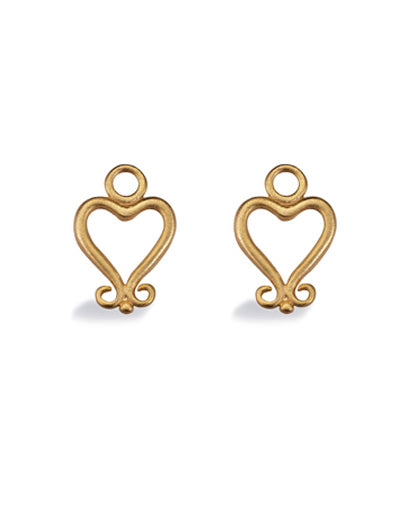 Pair of earring hangers "TWIN HEART", model 1191-05 from Spinning Jewelry, featuring gold plated sterling silver.