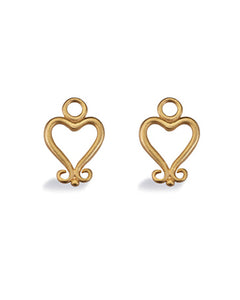 Pair of earring hangers "TWIN HEART", model 1191-05 from Spinning Jewelry, featuring gold plated sterling silver.