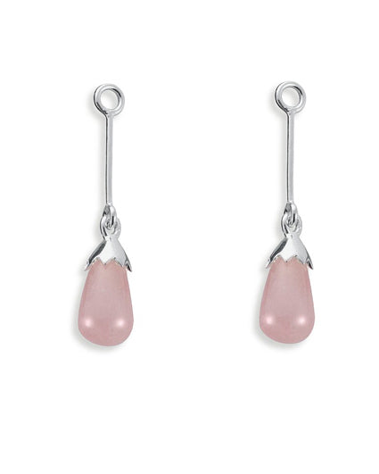 Pair of earring hangers "DROP" from Spinning Jewelry, featuring sterling silver with rose quartz.