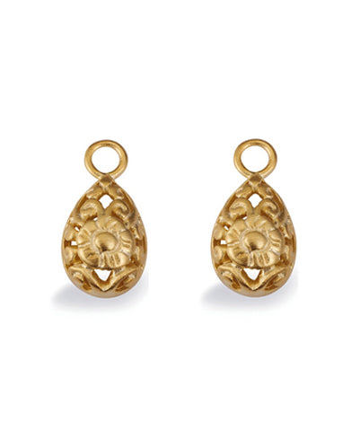 Pair of earring hangers "BOTANIC DROP" from Spinning Jewelry, featuring gold plated sterling silver.