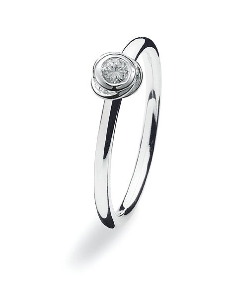 Sterling silver ring with cubic zirconia setting.