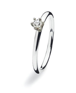 Sterling silver ring with classic clear cubic zirconia setting.