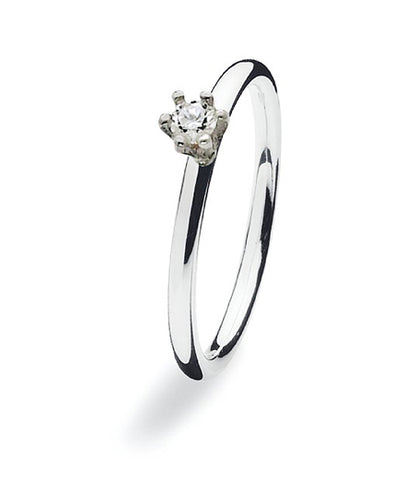Sterling silver ring with classic clear cubic zirconia setting.