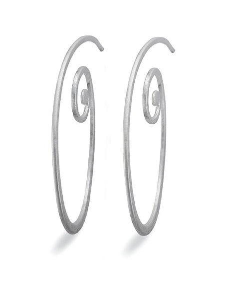 Pair of spiral hoops in sterling silver from Spinning Jewelry.