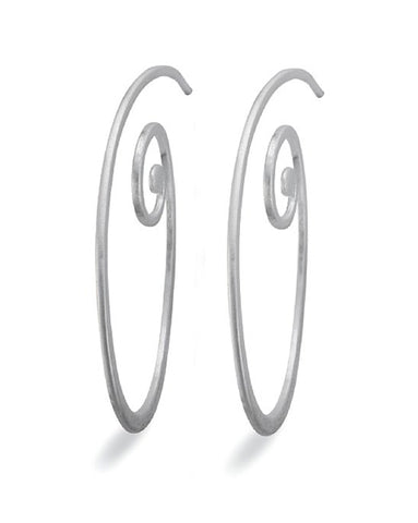 Pair of spiral hoops in sterling silver from Spinning Jewelry.