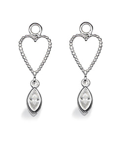 Pair of earring hangers "LONG CUPID" from Spinning Jewelry, featuring sterling silver with cubic zirconias.