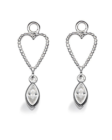 Pair of earring hangers "LONG CUPID" from Spinning Jewelry, featuring sterling silver with cubic zirconias.
