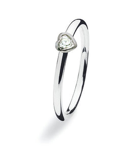 Sterling silver ring with clear cubic zirconia heat setting.