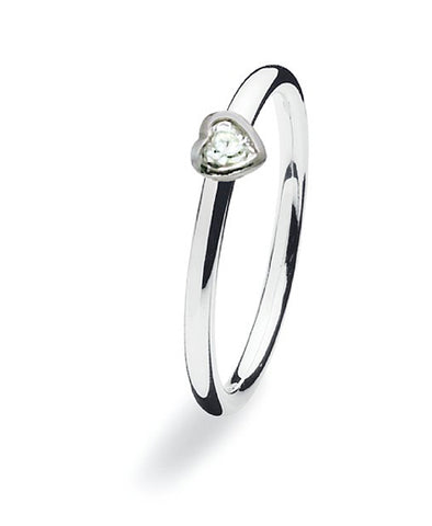 Sterling silver ring with clear cubic zirconia heat setting.