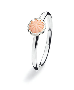 Sterling silver ring with coral blossom setting.