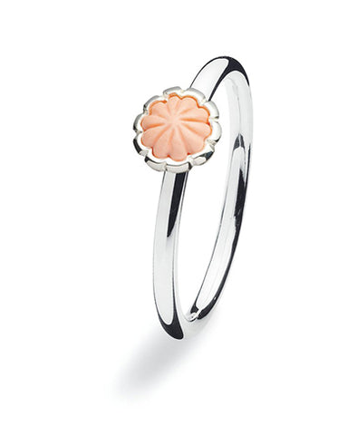 Sterling silver ring with coral blossom setting.