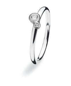 Sterling silver ring with setting featuring two cubic zirconias.