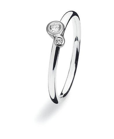 Sterling silver ring with setting featuring two cubic zirconias.