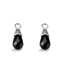 Pair of earring hangers "PRISM" from Spinning Jewelry, featuring sterling silver with black cubic zirconias.