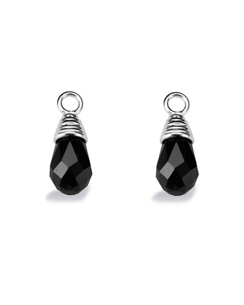 Pair of earring hangers "PRISM" from Spinning Jewelry, featuring sterling silver with black cubic zirconias.