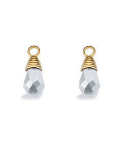 Pair of earring hangers "PRISM" from Spinning Jewelry, featuring gold plated sterling silver with cubic zirconias.