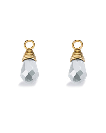 Pair of earring hangers "PRISM" from Spinning Jewelry, featuring gold plated sterling silver with cubic zirconias.