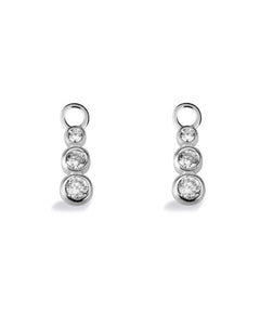 Pair of earring hangers "TRINITY" from Spinning Jewelry, featuring sterling silver with cubic zirconias.