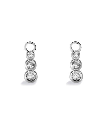 Pair of earring hangers "TRINITY" from Spinning Jewelry, featuring sterling silver with cubic zirconias.