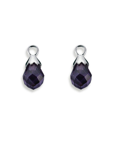 Pair of earring hangers "FACET" from Spinning Jewelry, featuring sterling silver with black cubic zirconias.