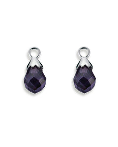 Pair of earring hangers "FACET" from Spinning Jewelry, featuring sterling silver with black cubic zirconias.