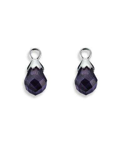 Pair of earring hangers "FACET" from Spinning Jewelry, featuring sterling silver with black cubic zirconias.