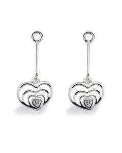 Pair of earring hangers "BLOOMING HEART" from Spinning Jewelry, featuring sterling silver with cubic zirconias.
