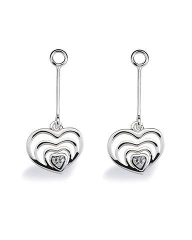 Pair of earring hangers "BLOOMING HEART" from Spinning Jewelry, featuring sterling silver with cubic zirconias.