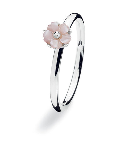 Sterling silver ring with pink mother of pearl setting.
