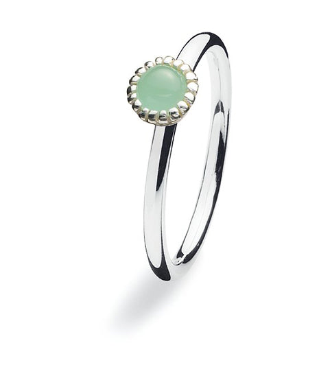 Sterling silver ring with synthetic jade setting.