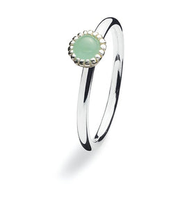 Sterling silver ring with synthetic jade setting.