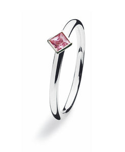 Sterling silver ring with rose cubic zirconia.