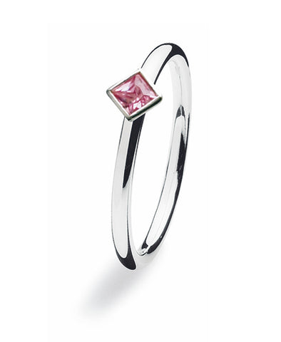 Sterling silver ring with rose cubic zirconia.