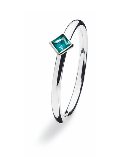 Sterling silver ring with turquoise cubic zirconia.