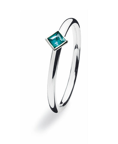Sterling silver ring with turquoise cubic zirconia.