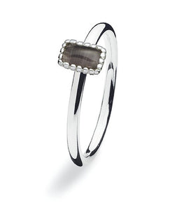 Sterling silver ring with cat eye setting.