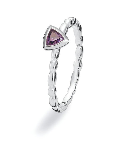 Sterling silver ring with amethyst cubic zirconia.
