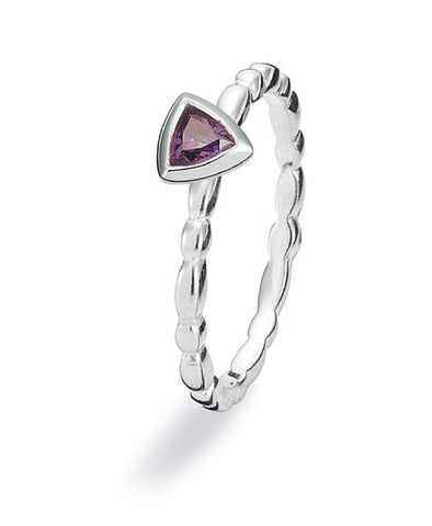 Sterling silver ring with amethyst cubic zirconia.
