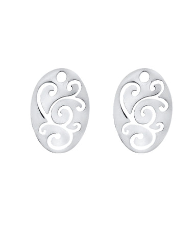 Pair of earring hangers "ORNAMENTAL" from Spinning Jewelry, featuring sterling silver.