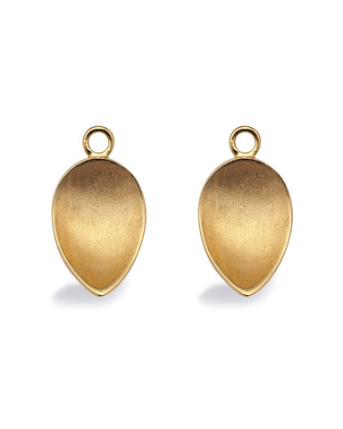 Pair of earring hangers "CURVED LEAF" from Spinning Jewelry, featuring gold plated sterling silver.