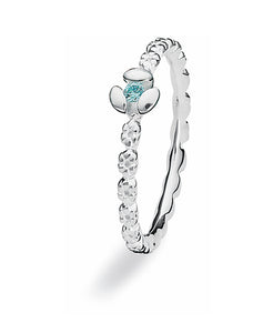 Sterling silver ring with aqua cubic zirconia.