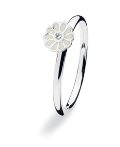 Sterling silver ring 149-08 : MINI BLOSSOM, white