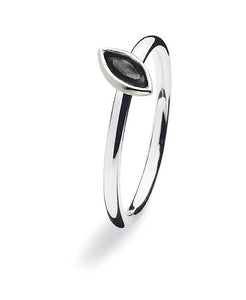Sterling silver ring with black cubic zirconia.