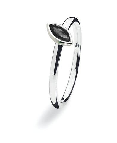 Sterling silver ring with black cubic zirconia.